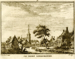 Linschoten in 1744, uit 'Het verheerlykt Nederland...', afb. 1