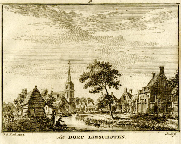 Linschoten in 1744, uit 'Het verheerlykt Nederland...', afb. 1
