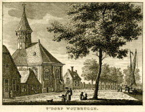 Woubrugge in Zuid-Holland, uit 'Vaderlandsche gezichten of afbeeldingen...', afb. 1