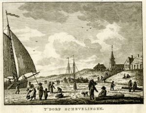 Scheveningen in Zuid-Holland, uit 'Vaderlandsche gezichten of afbeeldingen...', afb. 1