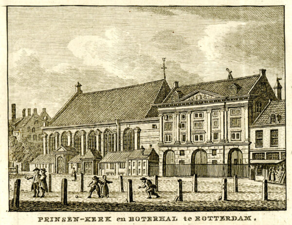 Prinsenkerk en Boterhal in Rotterdam, uit 'Vaderlandsche gezichten of afbeeldingen...', afb. 1