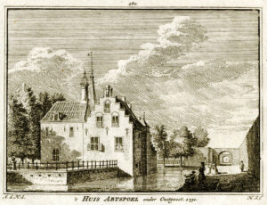 Huis Abtspoel bij Oegstgeest in 1730, uit 'Het verheerlykt Nederland...', afb. 1