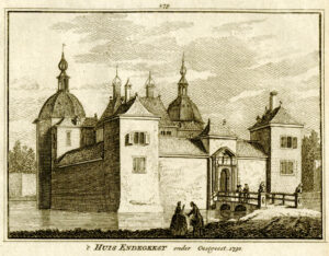 Kasteel Endegeest in Oegstgeest in 1730, uit 'Het verheerlykt Nederland...', afb. 1