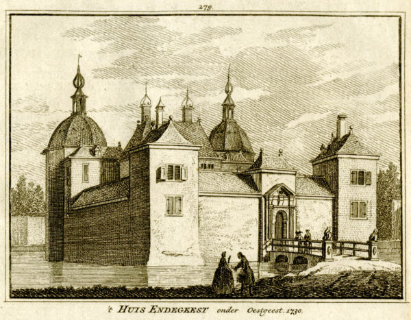 Kasteel Endegeest in Oegstgeest in 1730, uit 'Het verheerlykt Nederland...', afb. 1