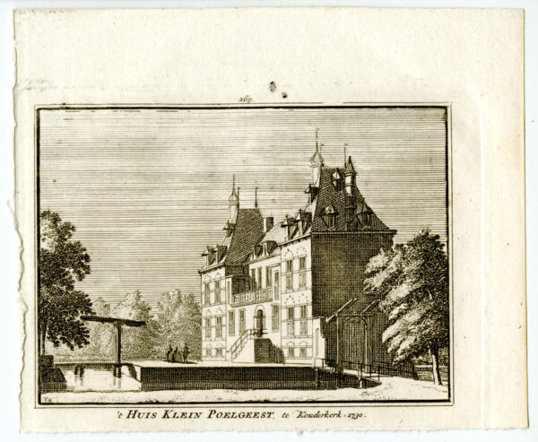 Huis Klein Poelgeest te Koudekerk aan de Rijn in 1730, uit 'Het verheerlykt Nederland...', afb. 2