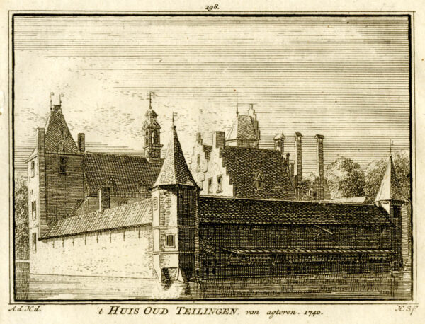 Kasteel Oud-Teylingen in Warmond in 1740, uit 'Het verheerlykt Nederland...', afb. 1