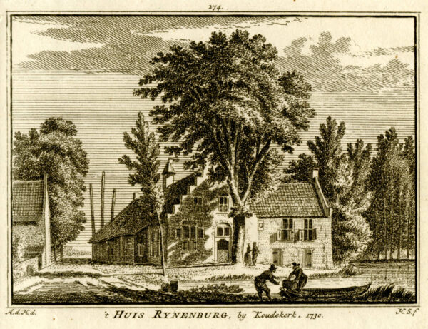 Huis Rijnenburg in Koudekerk aan den Rijn in 1730, uit 'Het verheerlykt Nederland...', afb. 1