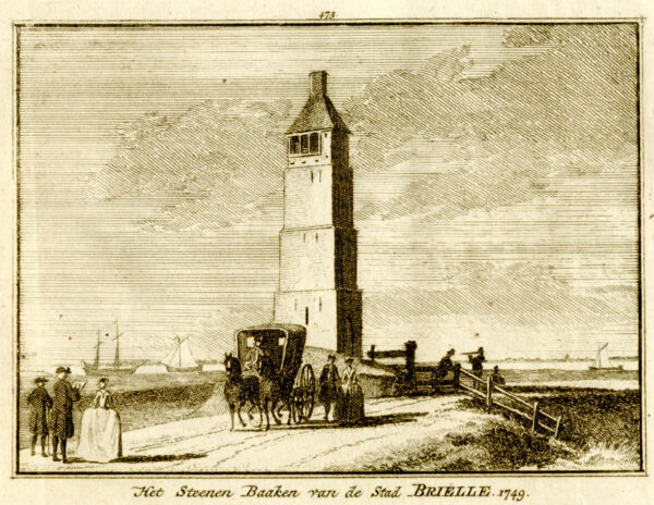 De vuurtoren in Brielle in 1749, uit 'Het verheerlykt Nederland...', afb. 1