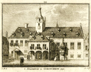 Het stadhuis van Gorinchem in 1732, uit 'Het verheerlykt Nederland...', afb. 1