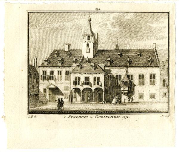 Het stadhuis van Gorinchem in 1732, uit 'Het verheerlykt Nederland...', afb. 2