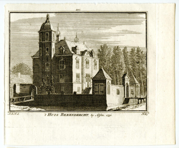 Huis Berendrecht bij Alphen aan den Rijn, in 1730, uit 'Het verheerlykt Nederland...', afb. 2