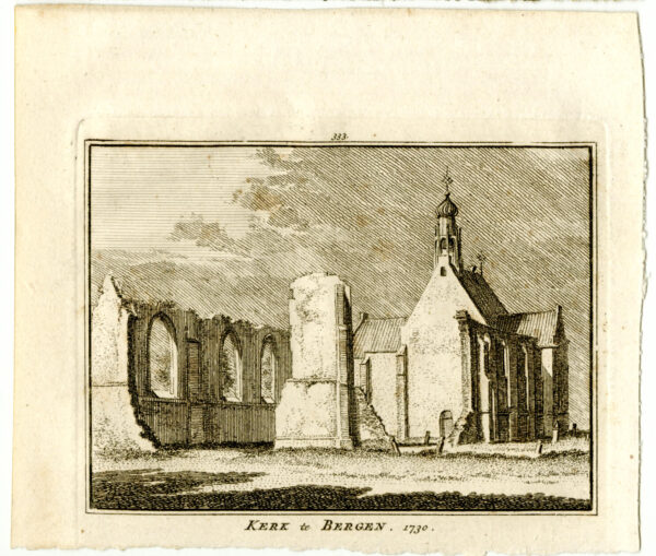 De kerk in Bergen in 1730, uit 'Het verheerlykt Nederland...', afb. 2