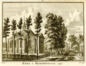 De kerk van Bloemendaal in 1746, uit 'Het verheerlykt Nederland...', afb. 1