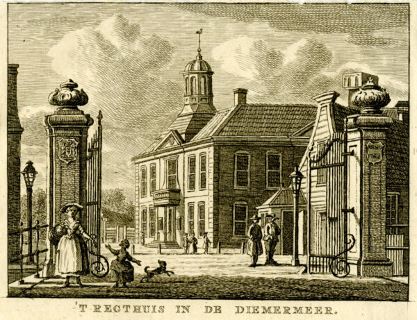 De rechtbank in de Diemermeerpolder, bij Amsterdam, uit 'Vaderlandsche gezichten of afbeeldingen...', afb. 1