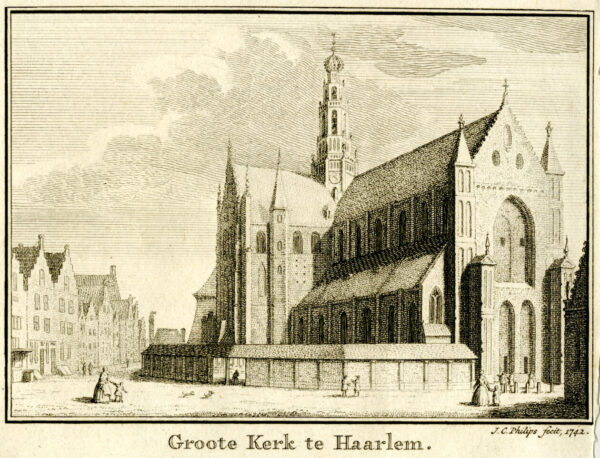 De Grote of St. Bavokerk in Haarlem, in 1742, uit 'Tegenwoordige staat der Vereenigde Nederlanden', afb. 1