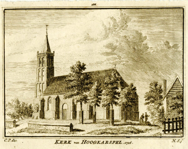 De kerk van Hoogkarspel in 1726, uit 'Het verheerlykt Nederland...', afb. 1