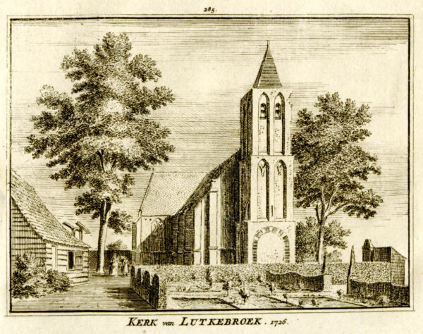 De kerk van Lutjebroek in 1726, uit 'Het verheerlykt Nederland...', afb. 1