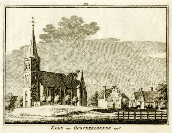 De kerk van Oosterblokker in 1726, uit 'Het verheerlykt Nederland...', afb. 1