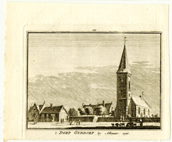 Ouddorp bij Alkmaar in 1726, uit 'Het verheerlykt Nederland...', afb. 2