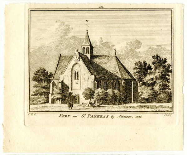 De kerk van Sint Pancras in 1726, uit 'Het verheerlykt Nederland...', afb. 2