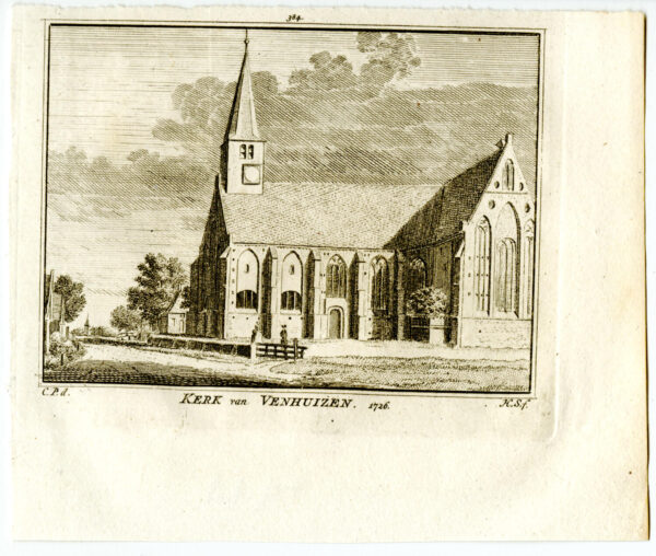 De kerk van Venhuizen in 1726, uit 'Het verheerlykt Nederland...', afb. 2