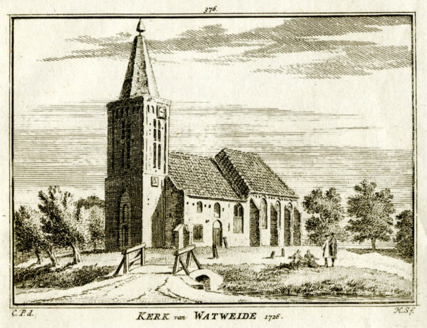 De kerk van Wadway in 1726, uit 'Het verheerlykt Nederland...', afb. 1