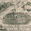 Vogelvlucht aanzicht van de stad Kalkar, uit Civitates Orbis Terrarum (1635 editie), van Frans Hogenberg, zijn zoon Abraham en Georg Braun, afb. 1