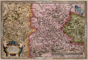 Kaart van Saksen, Meissen en Thüringen, uit 'Theatrum Orbis Terrarum' van Abraham Ortelius (1592)