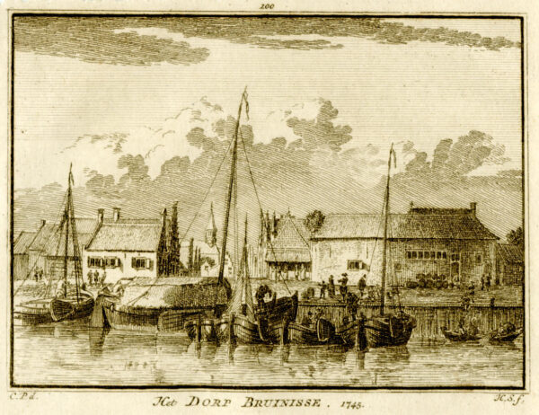 De haven van Bruinisse in 1745, uit 'Het verheerlykt Nederland...', afb. 1