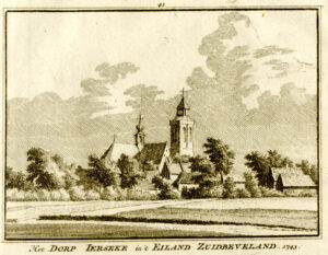 Yerseke in 1743, uit 'Het verheerlykt Nederland...', afb. 1