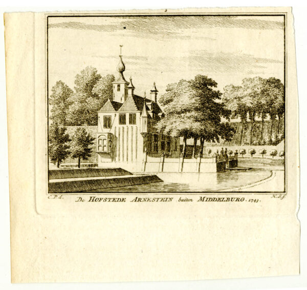 De buitenplaats Arnestein bij Middelburg, in 1743, uit 'Het verheerlykt Nederland...', afb. 2