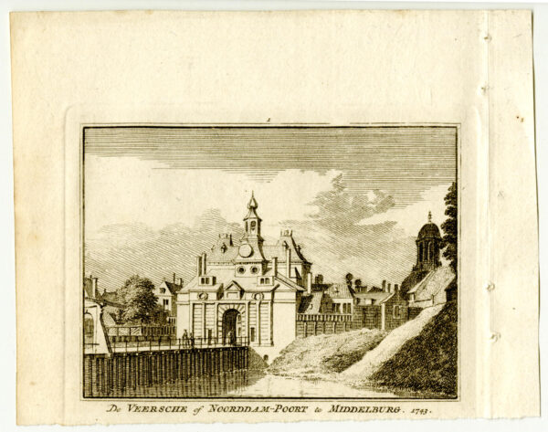 De Veersepoort in Middelburg, in 1743, uit 'Het verheerlykt Nederland...', afb. 2