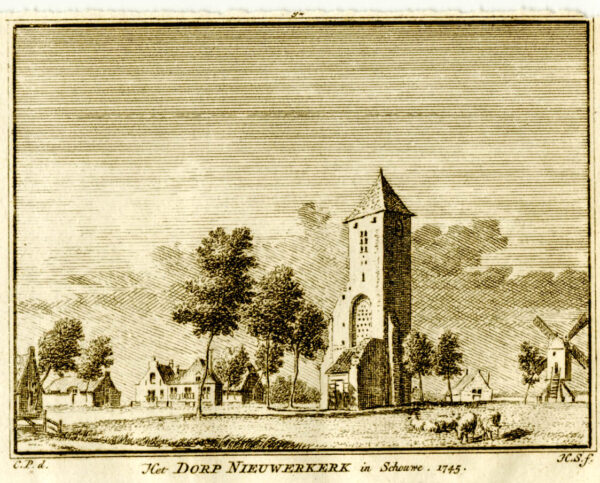 Nieuwerkerk, in 1745, uit 'Het verheerlykt Nederland...', afb. 1