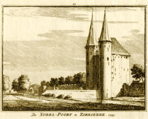 De Nobelpoort in Zierikzee, in 1743, uit 'Het verheerlykt Nederland...', afb. 1