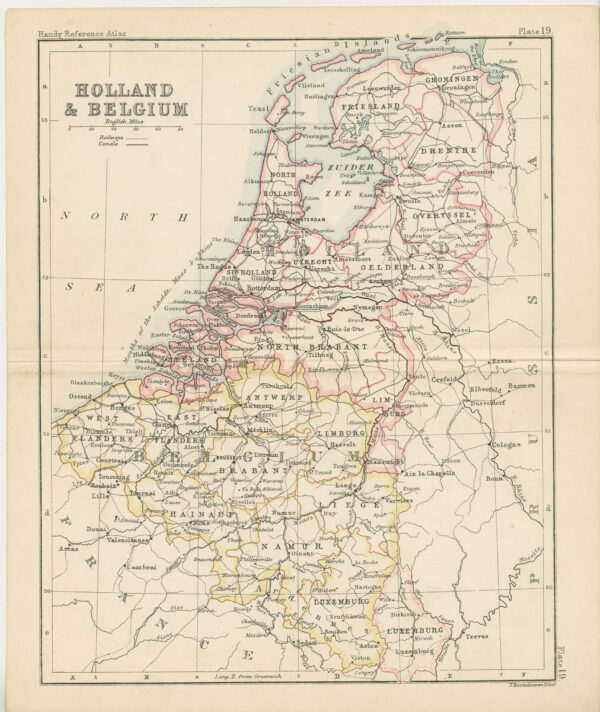 Nederland en België, uit de ' Handy Reference Atlas of the World' van John Bartholomew, Afb.1