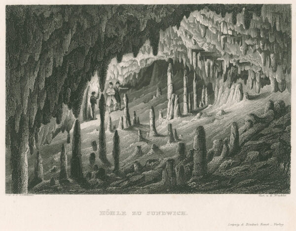 Prinzenhöhle in Sundwig, Hemer, getekend door Carl Schlickum en gegraveerd door Henry Winkles, afb. 1