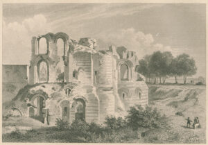 Ruïne van de Keizertermen in Trier, in Rijnland-Palts, uit 'Original-Ansichten der historisch-merkwürdigsten Städte in Deutschland,...', afb. 1