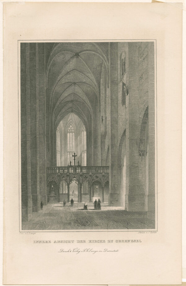 Interieur van van de Liebfrauenkirche in Oberwesel, in Rijnland-Palts, uit 'Der Rhein und die Rheinlande ... Von Mainz bis Köln', afb.2